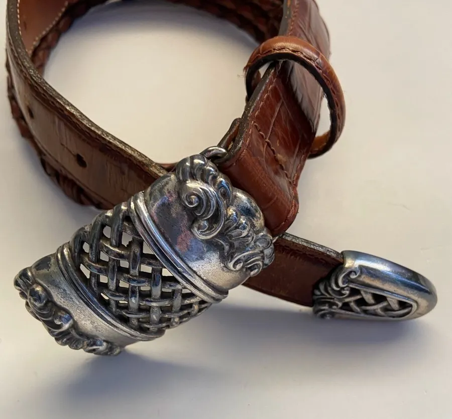 Brighton L Leather Brown Braided Vintage 1995 Belt