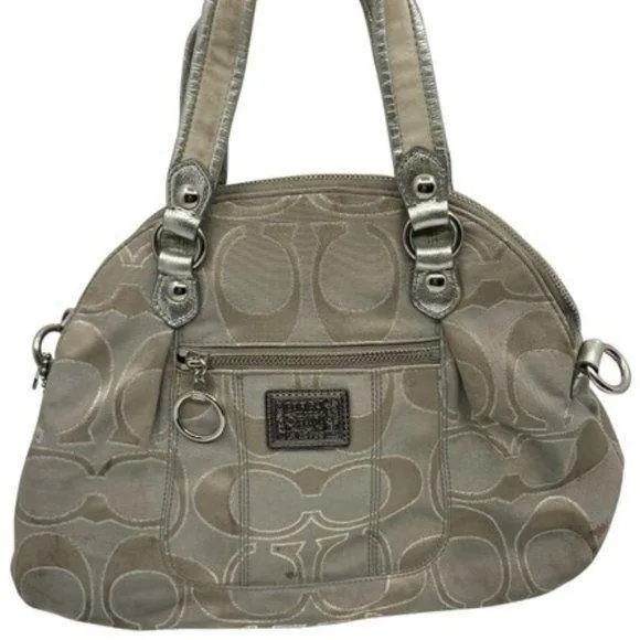 COACH M Size Tan Signatur Jacquard Fabric Handbag