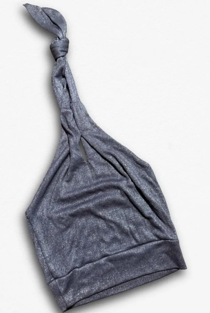 Metallic Silver Halter Neck Crop Top Knotted Keyhole Shimmer Backless Festival
