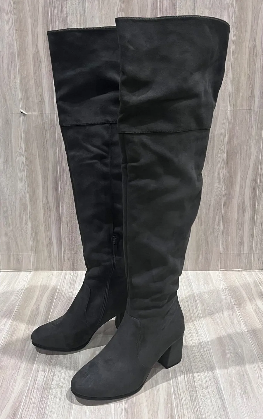 Dream Pairs Over the Knee Boots Block Heel Gray Thigh High Boots Womens Size 9