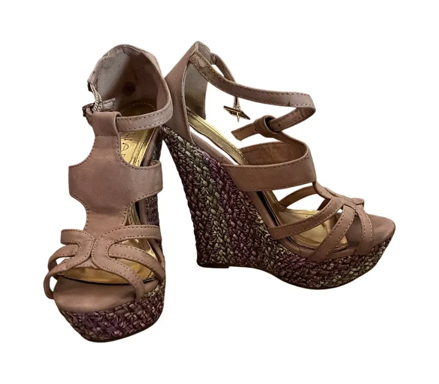 Women’s Liliana 5 1/4" Platform Wedge Sandals Tan Size 5-5.5