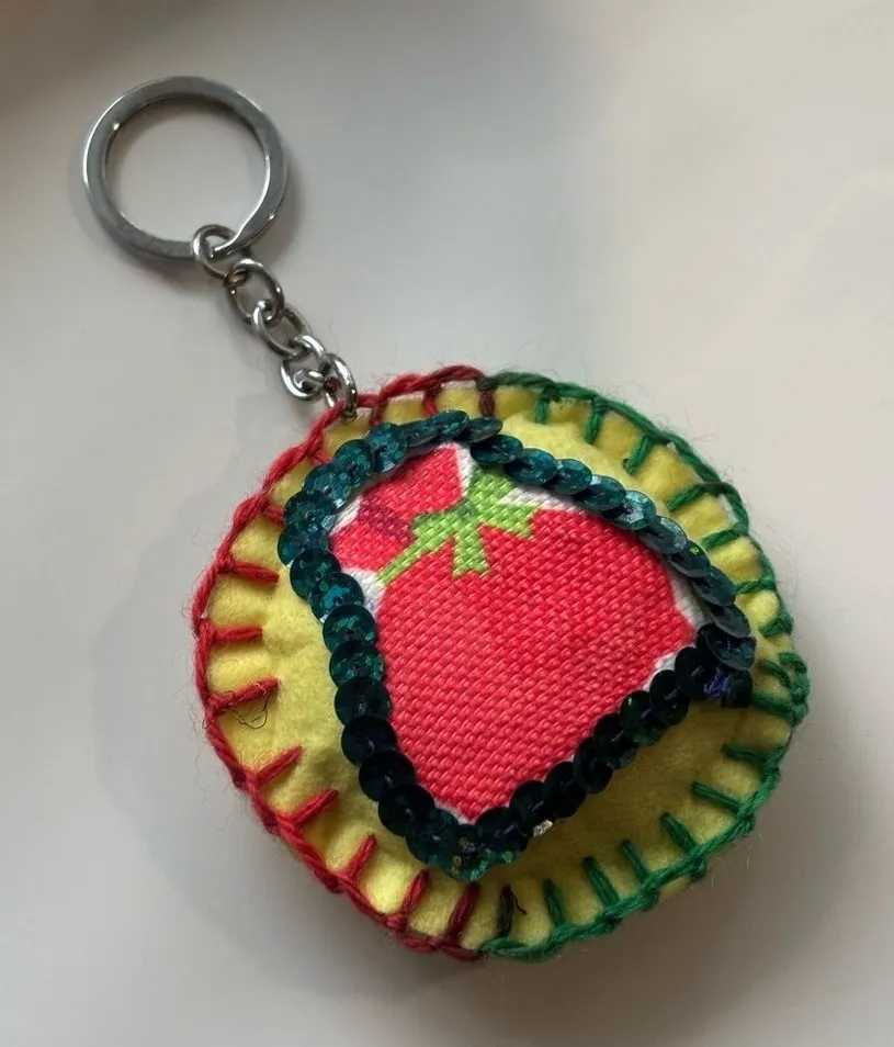 Colorful Keychain with Sequin Detail Pink