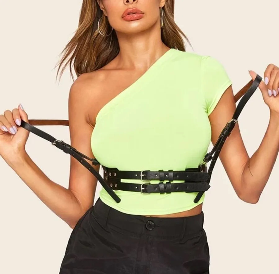 Black Double Underbust Harness Suspender Belt New