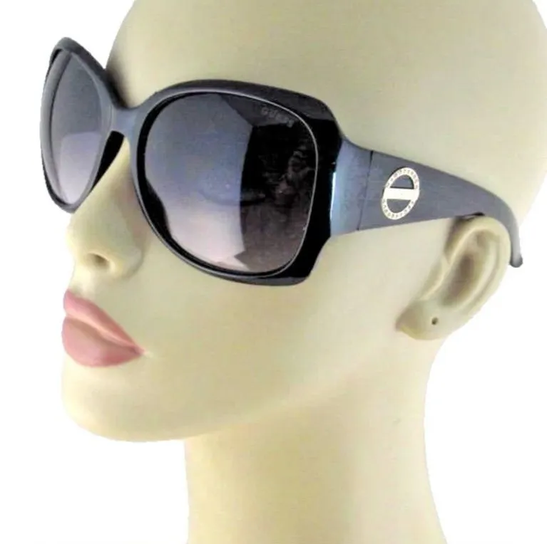 GUESS shinny Black Plastic Sunglasses 20-Rhinestone Gold Logo GO00069-01B NEW