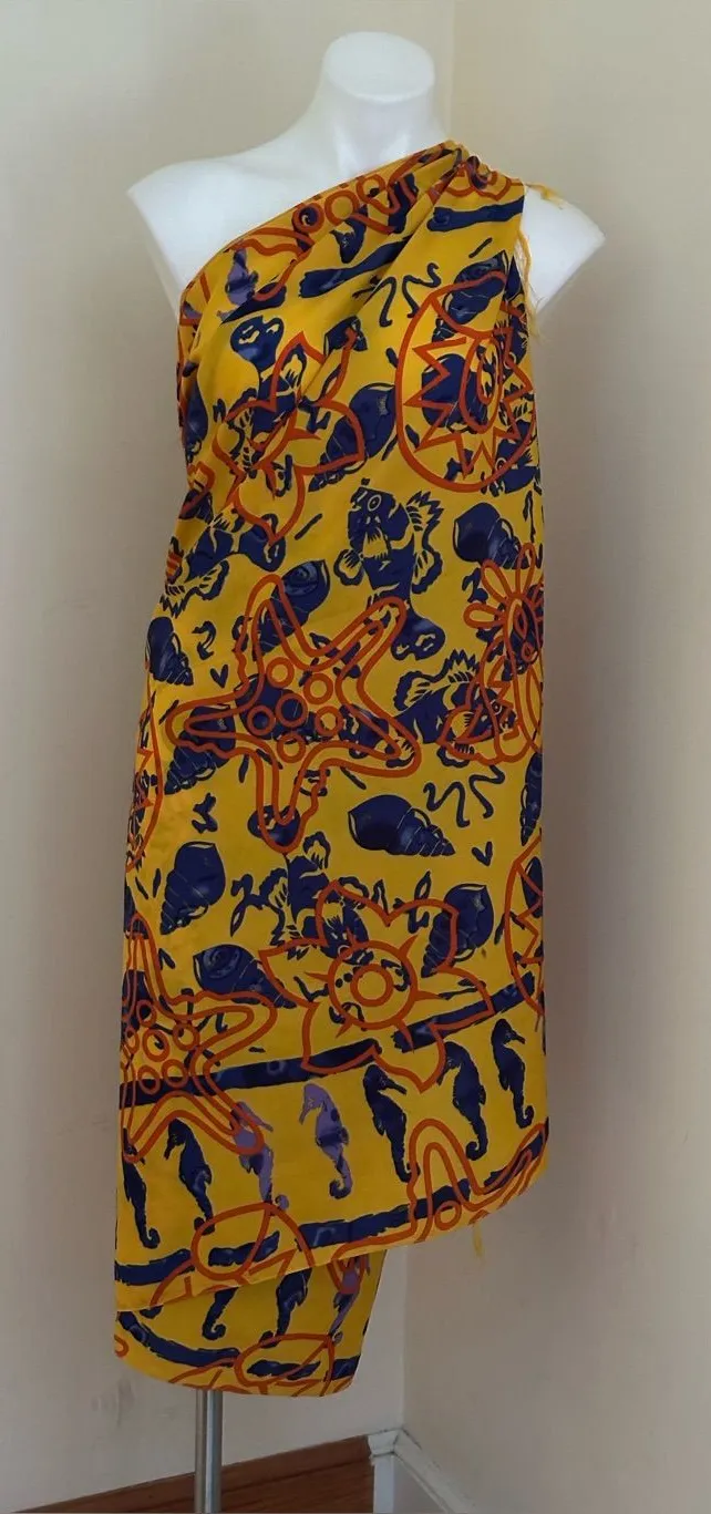LADY JULIET Unique Yellow Orange Blue Marine Print fringed