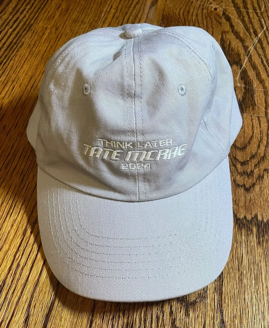 Tate McRae Think Later World Tour 2024 Grey Baseball Cap VIP Hat Gray