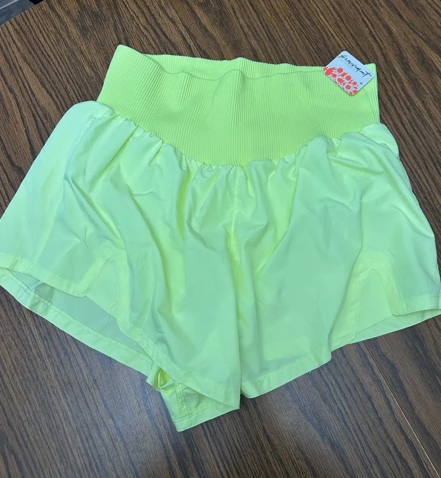 Free People Carpe Diem Shorts-Highlighter Yellow