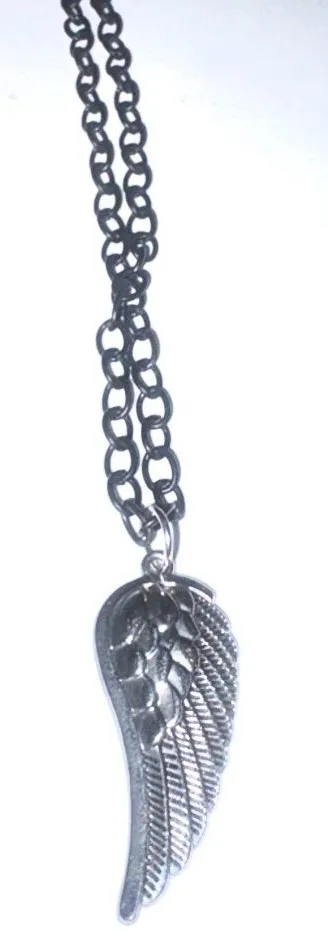 Amanda Sanchez black cabin Silver Tone Wing Pendant Necklace