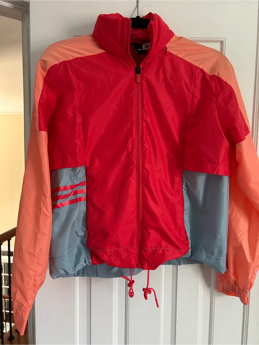 Women’s Adidas Colorblock WindbreakerJacket - Red, Peach & Light Blue