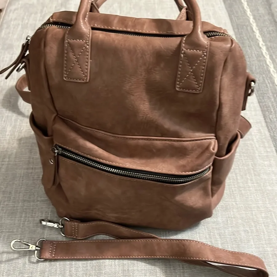 Urban Expressions Brown Faux Leather Mini Backpack Convertible Crossbody Bag