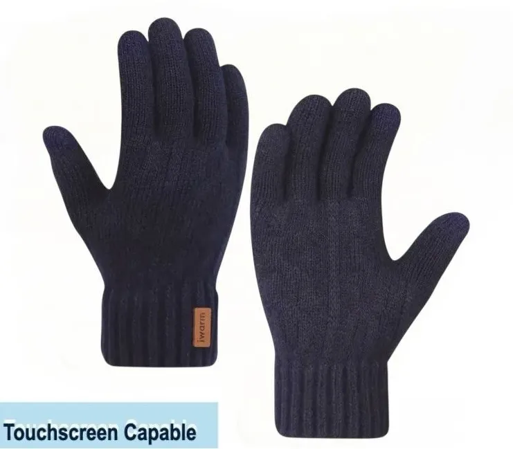Unisex Alpaca Velvet Blend Winter Thermal Driving Gloves Blue Touchscreen LARGE