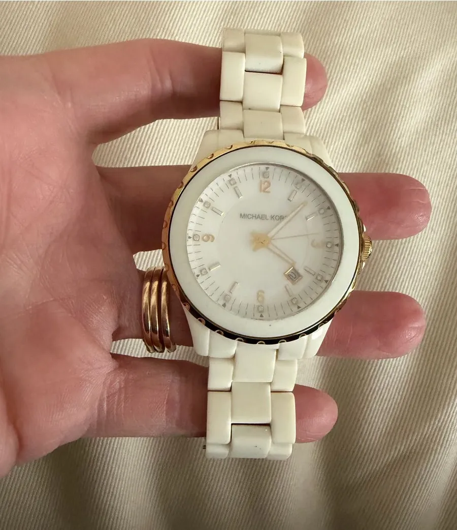 Michael Kors White and Gold Ceramic Bracelet Watch MK-5249