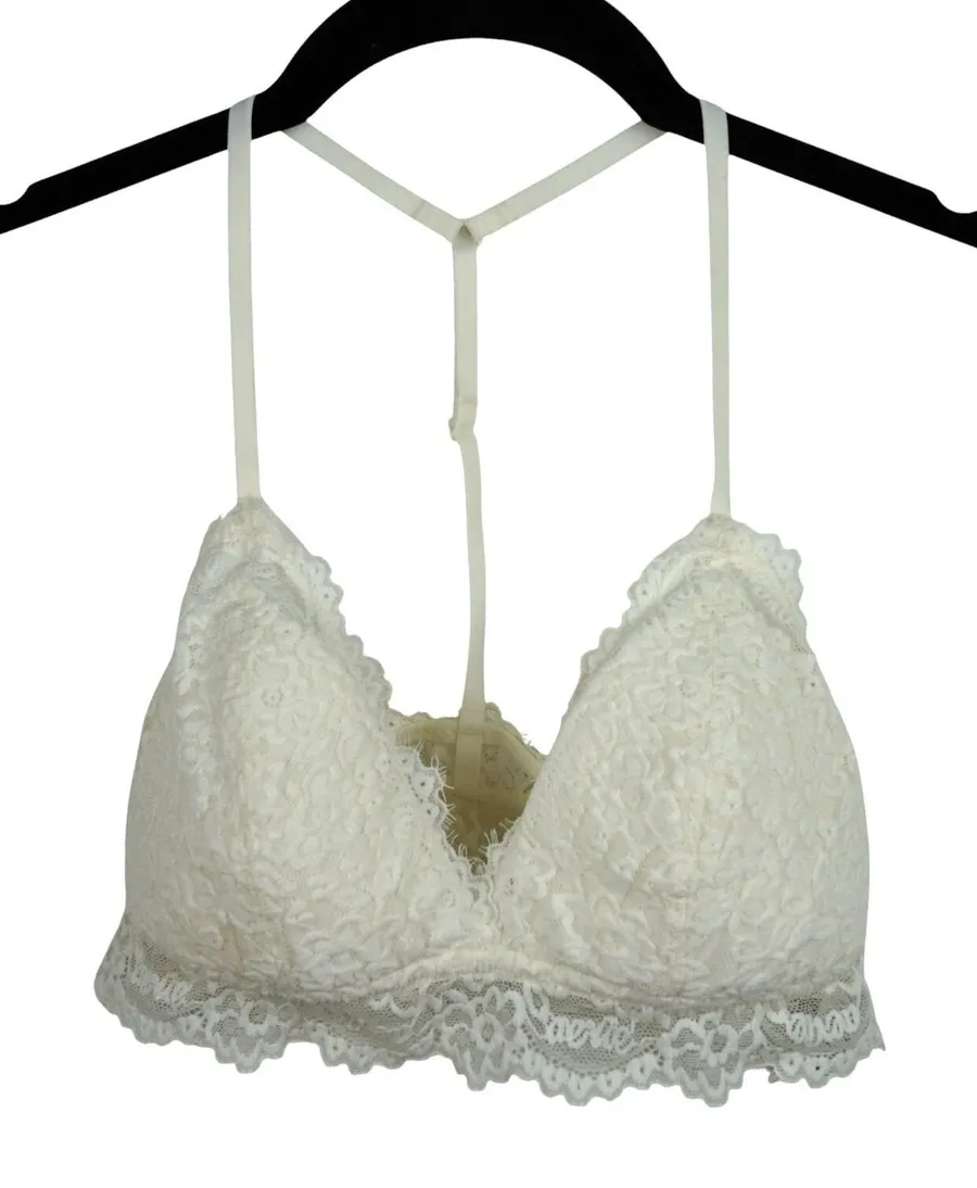 Aerie Lace Bralette Women Small Ivory Stretch Racerback Boho Minimalist
