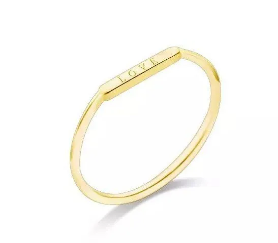 SIZE 5 Gold Plated Dainty 925 Love Letter Ring