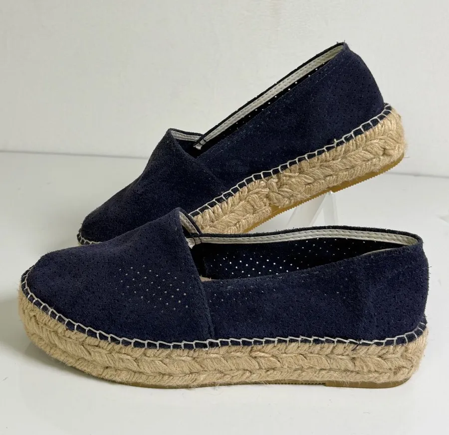 Espadrij L’Originale Women’s Navy Suede Platform Espadrille Loafer US 7.5