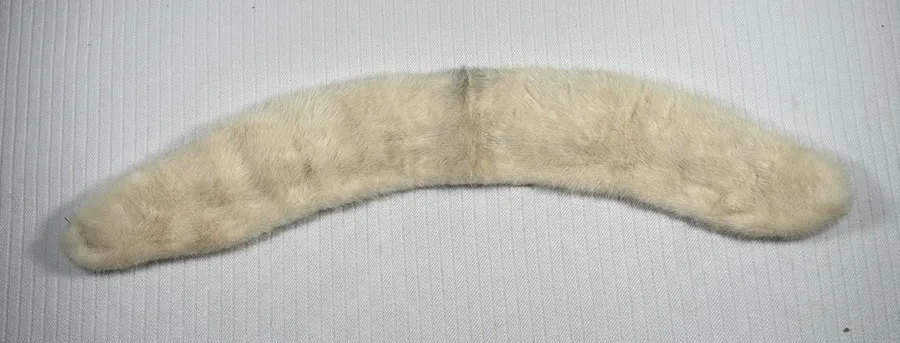 Vintage Genuine Fur Shawl Stole Wrap Cream Ivory Soft