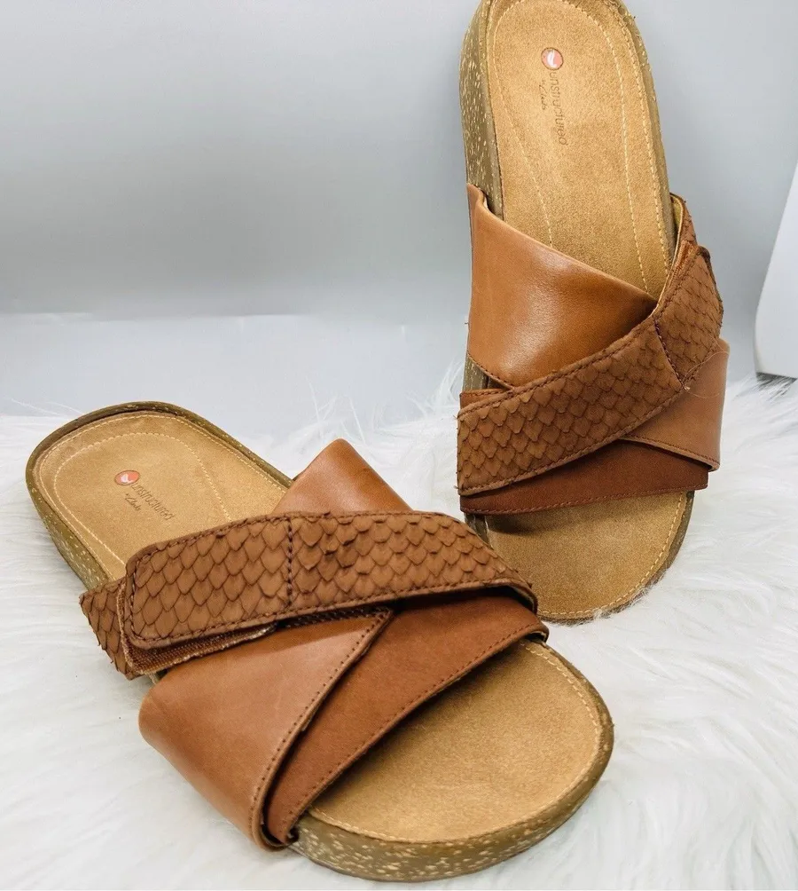 Clarks Rosilla Derby Women’s Leather Sandals Dark Tan Combi Unstructured Size 7
