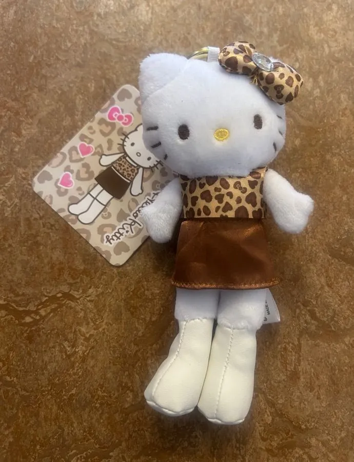 Sanrio Hello Kitty Long Legged Style Leopard Plush Keychain Bag Charm