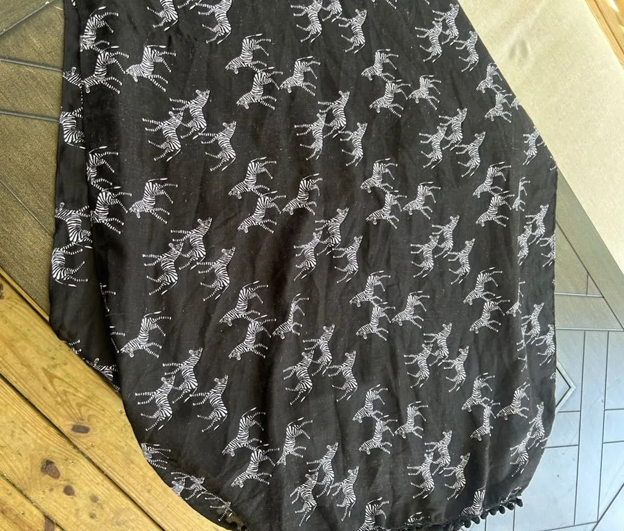Old Navy Zebra print pom pom whimsigoth scarf new novelty printed witchy