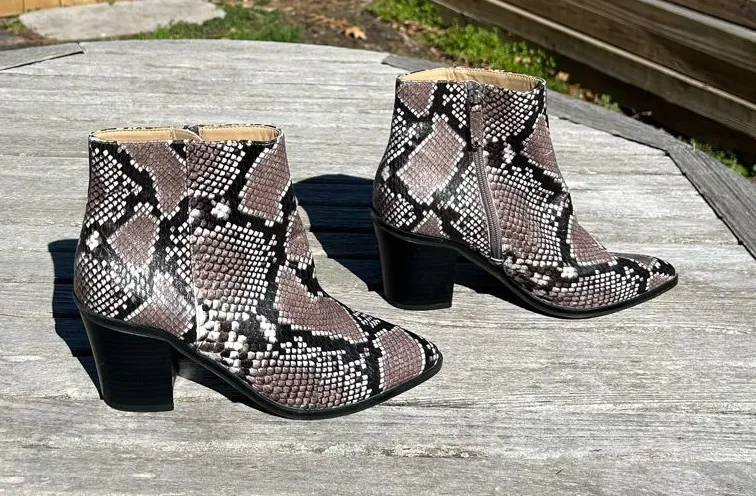 14th & Union Braxten Snake Embossed Block Heel Bootie size 10