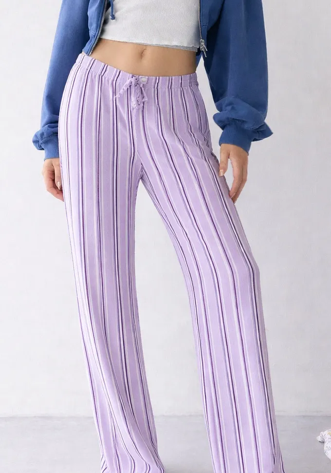 Forever 21 Pinstripe Stripe Pajama Lounge Pants Lilac