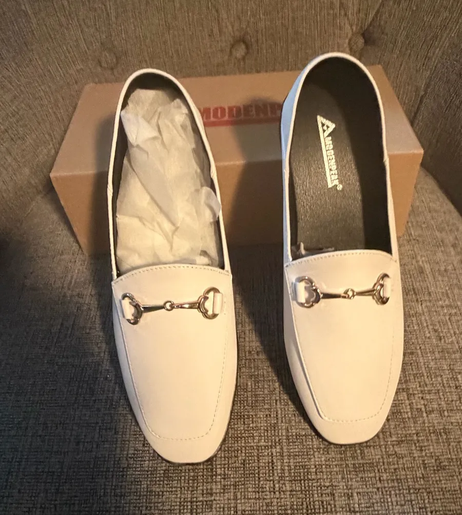 White Leather Loafers Size 8.5