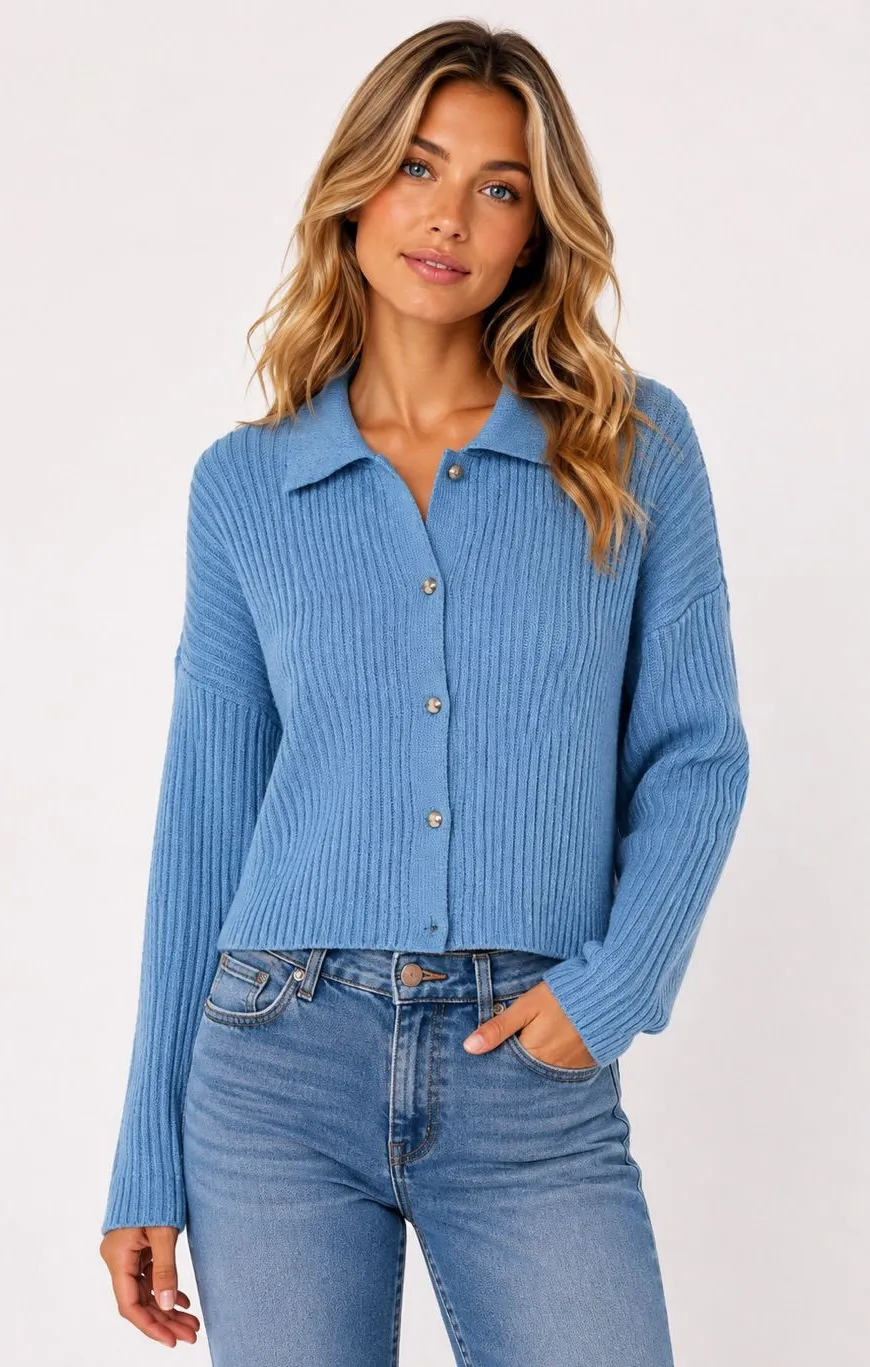 Sincerely Jules Knit Cardigan Coquette Boho Buttery Soft Cottagecore Blue Size L