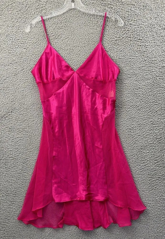 Vintage Victoria's Secret Chemise Slip Nightgown Semi Sheer Satin Silky Women M