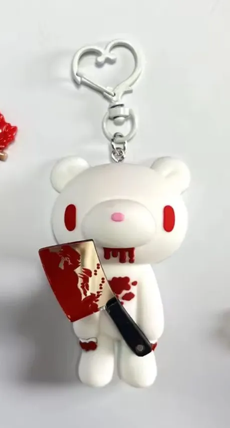 White and Red Bear Keychain