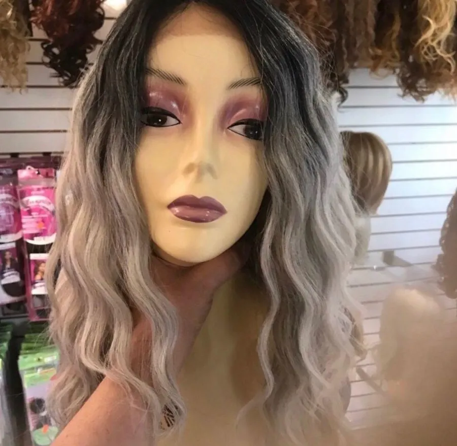 Grey ombré Long Beach Waves Halloween 2019 Black