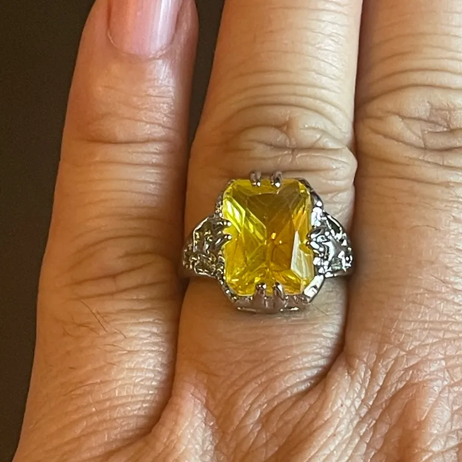 Yellow citrine S925 silver ring Size 10