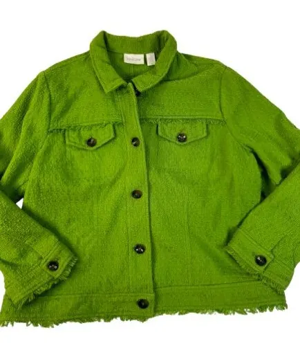 Chico's Bright Green Button-Up Jacket