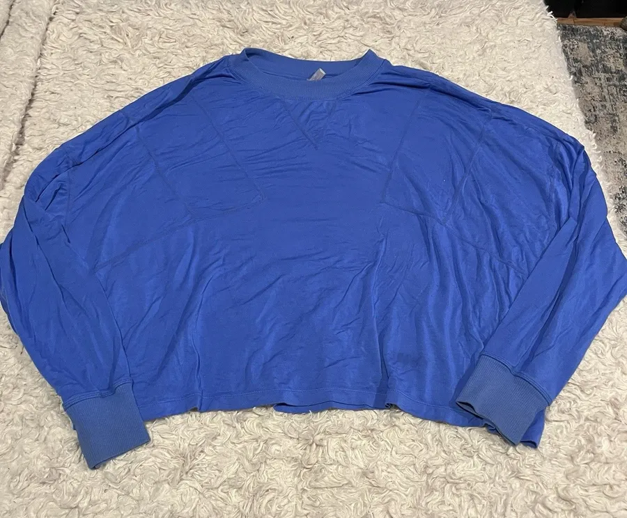 Free People Movement T-Shirt Womens Blue S Oversized Dolman Sleeve Relaxed Fit