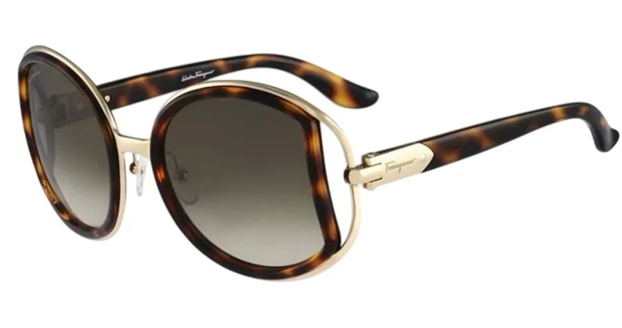 Salvatore Ferragamo Round Tortoiseshell Sungalsses