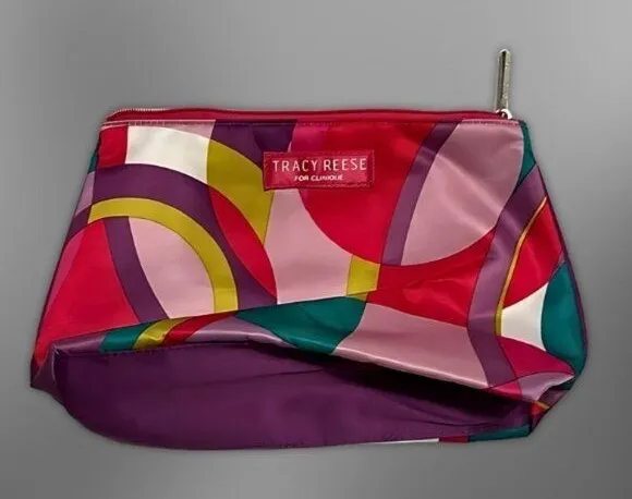 Clinique Tracy Reese Cosmetic Bag Bold Colorful Circles Design Multicolor W OS