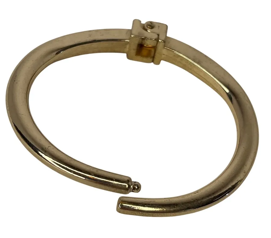 Unbranded Gold Tone Minimalist Hinged Bangle Cuff OS Polished Modernist