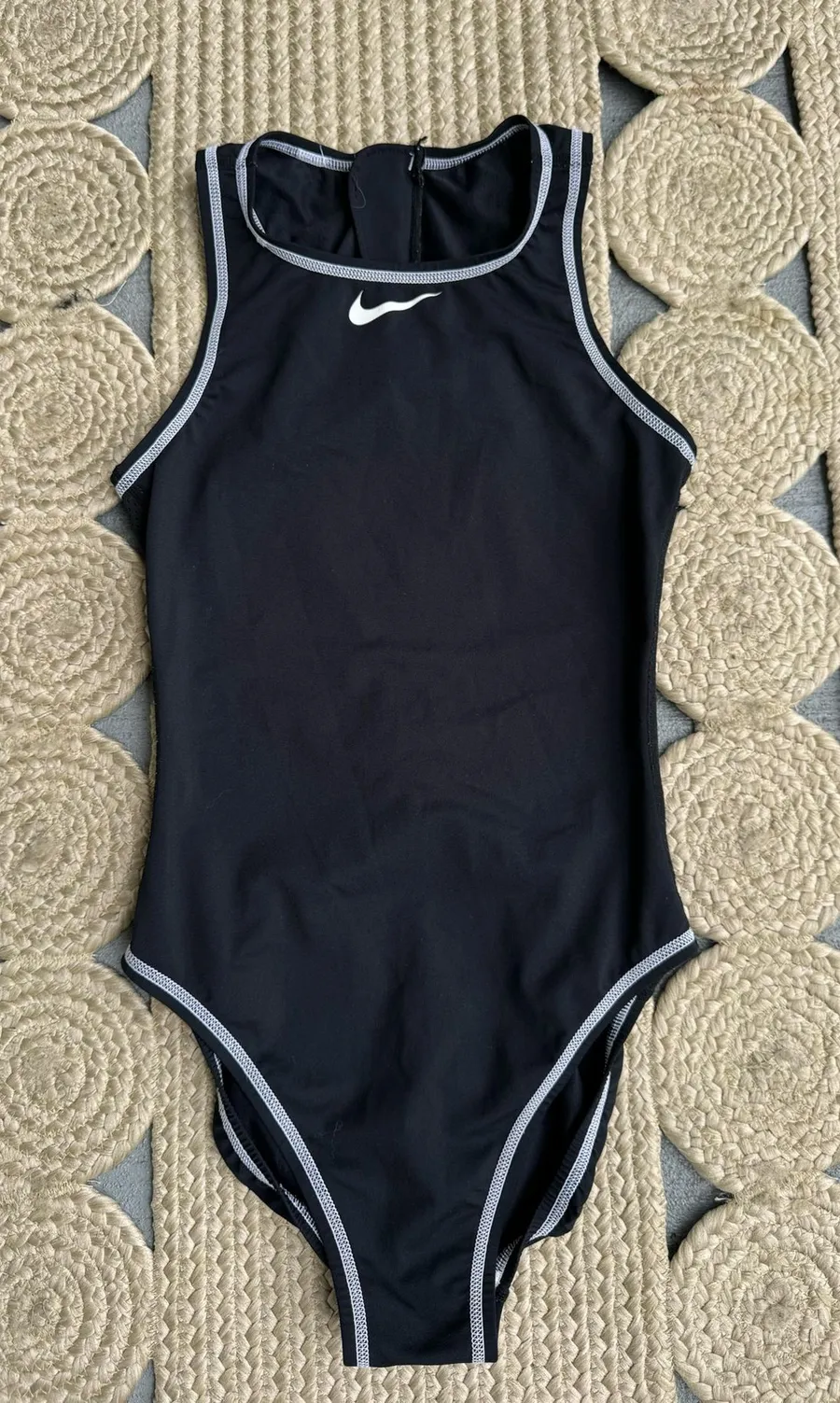 Nike Black Contrast Trim Athletic One-Piece Swimsuit Size 32 / S