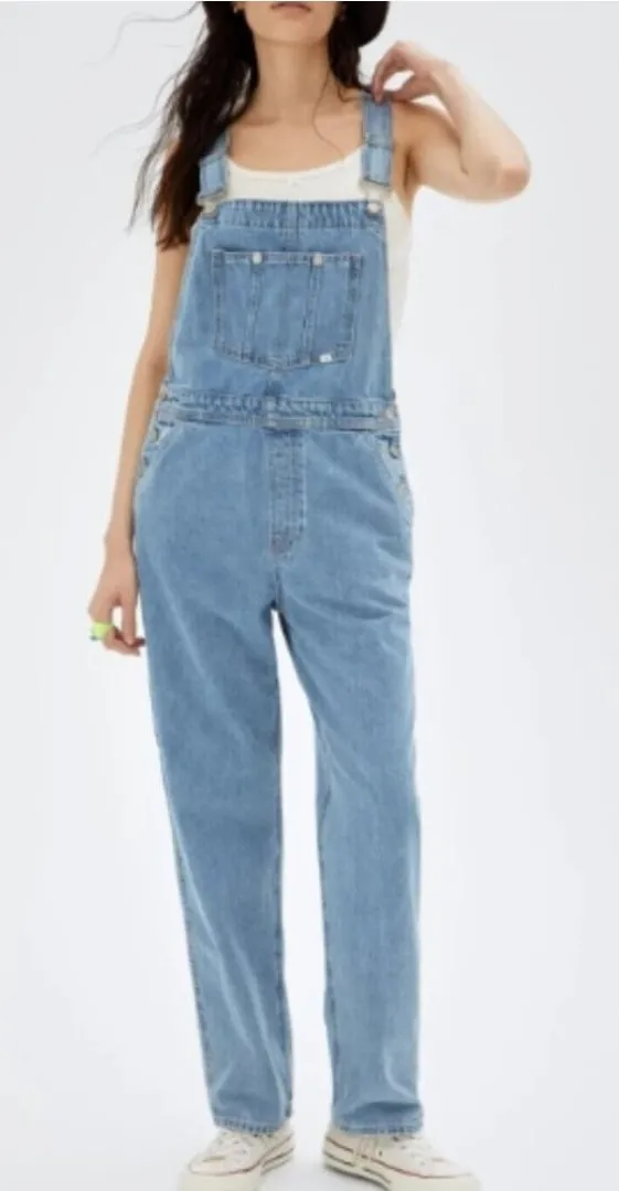 Aritzia Sundays Best Womens Overheard Light Wash Denim Carpenter Overalls NWT XL