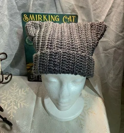 Handmade Gray Cat Beanie