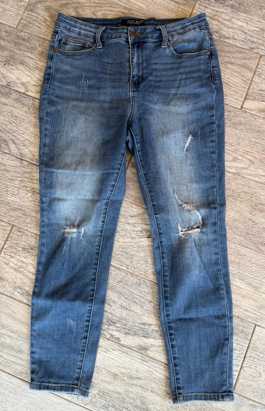 Judy Blue Skinny Jeans 31 Blue Distressed Ripped High Rise Denim JB8271 Pants