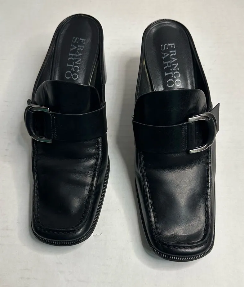 Franco Sarto Women Black Open Back Shoes Size 8W