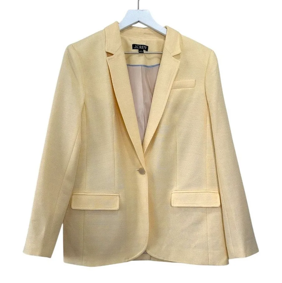 J.Crew Arden Blazer Luster Canvas Sweet Meringue Yellow Size 12