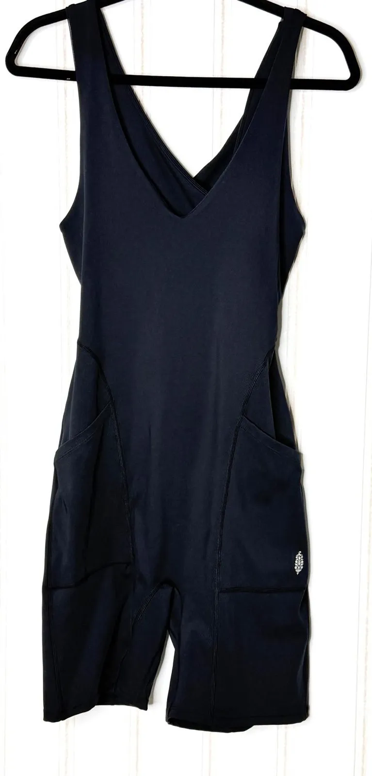 Free People FP Movement Here On Out Black Crisscross Back Activewear Jumpsuit L