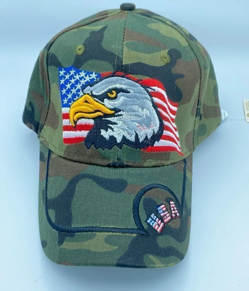 American Eagle Camo Patriotic Baseball Cap By Amrita Singh
