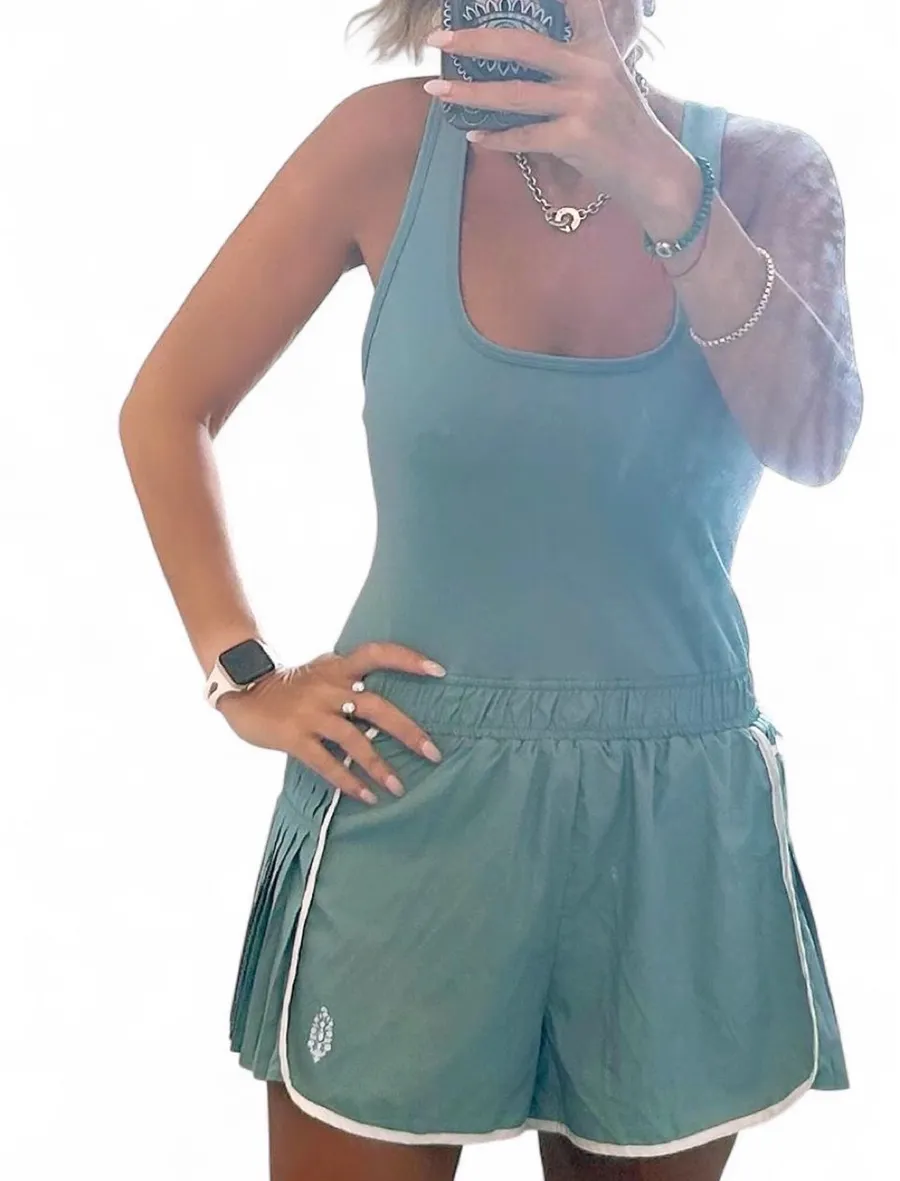 Free People Movement Easy Tiger Shortsie Romper M Eucalyptus