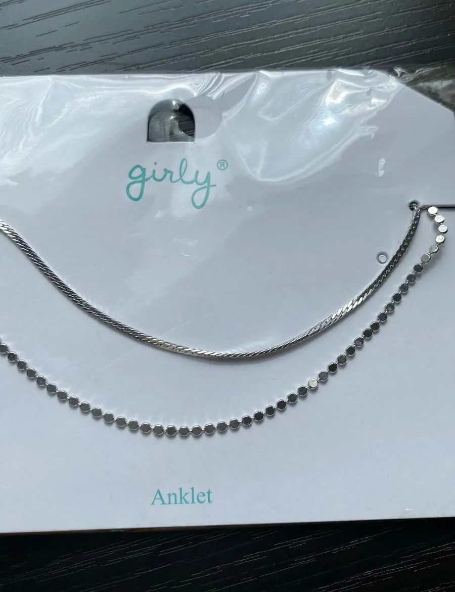 Girly elegant double layered anklet Silver