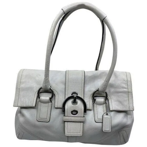 coach medium bag handbag off white leather shoulde
