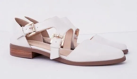 Nine West DROPLET GD Glossy White Flats 5.5