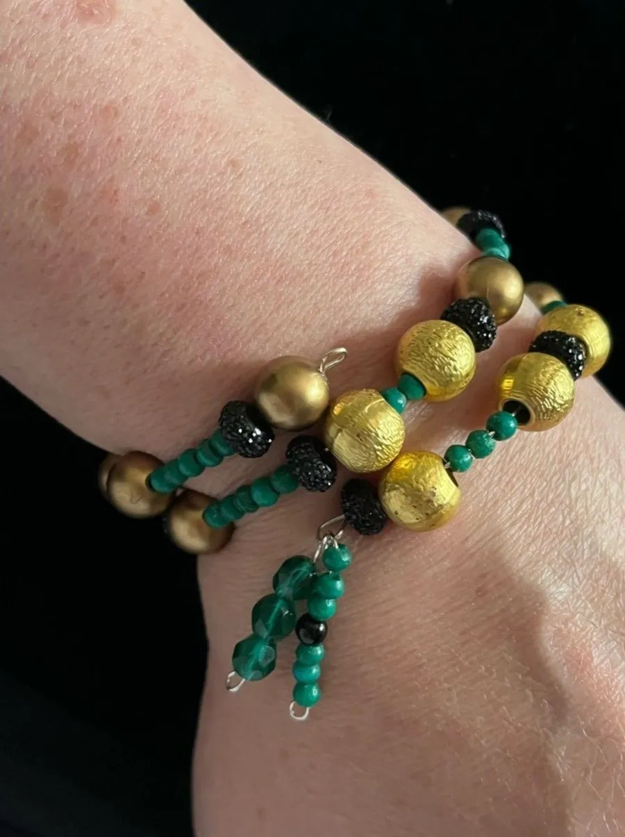 Bad Gurl Treasures | Handcrafted Beaded Statement Bracelet Gold