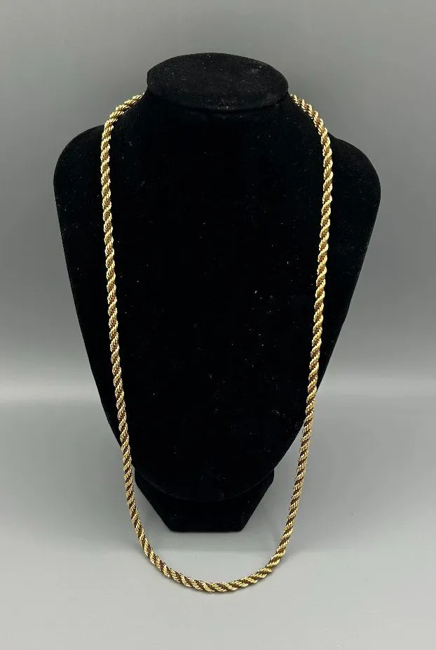 Heavy Gold Tone Rope Chain Necklace 24.5g 22